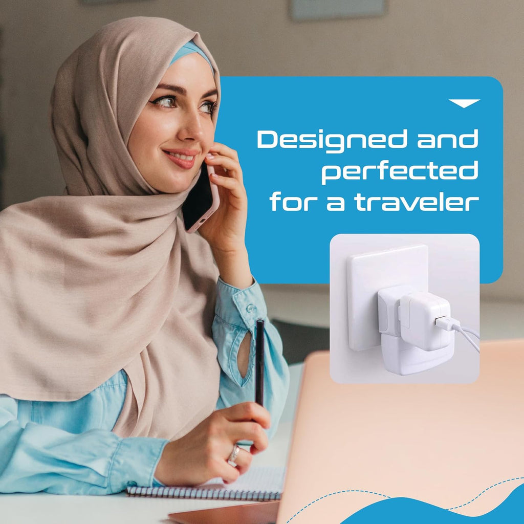 Ceptics Universal Travel Adapter, 35W International Power Adapter with PD & QC 3.0 Dual USB-C, 3 USB Travel Adapter Worldwide, Type I C G A Outlets 110V 220V A/C - EU Euro US UK (11-KU)