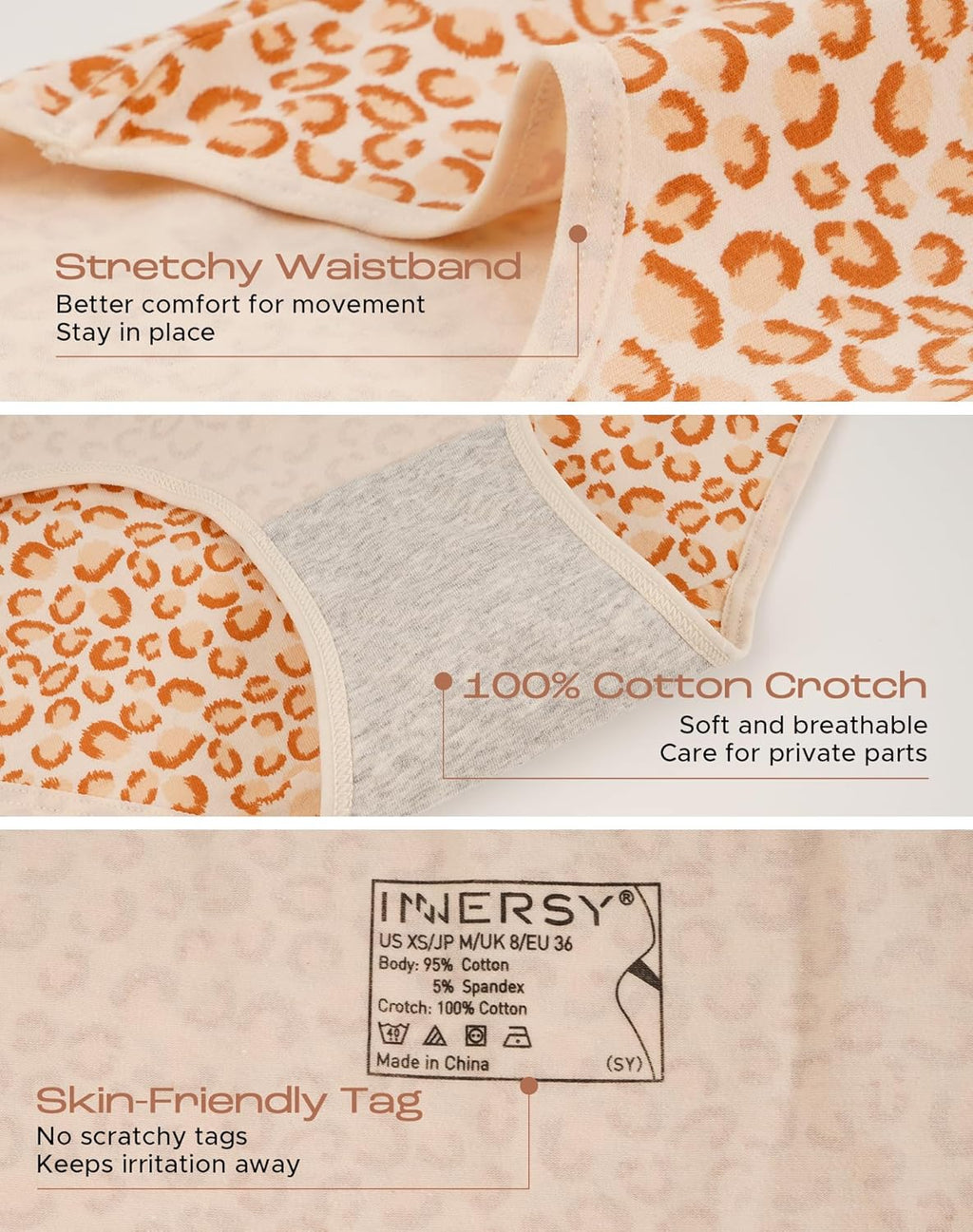 INNERSY Womens Underwear Cotton Hipster Panties Regular & Plus Size 6-Pack