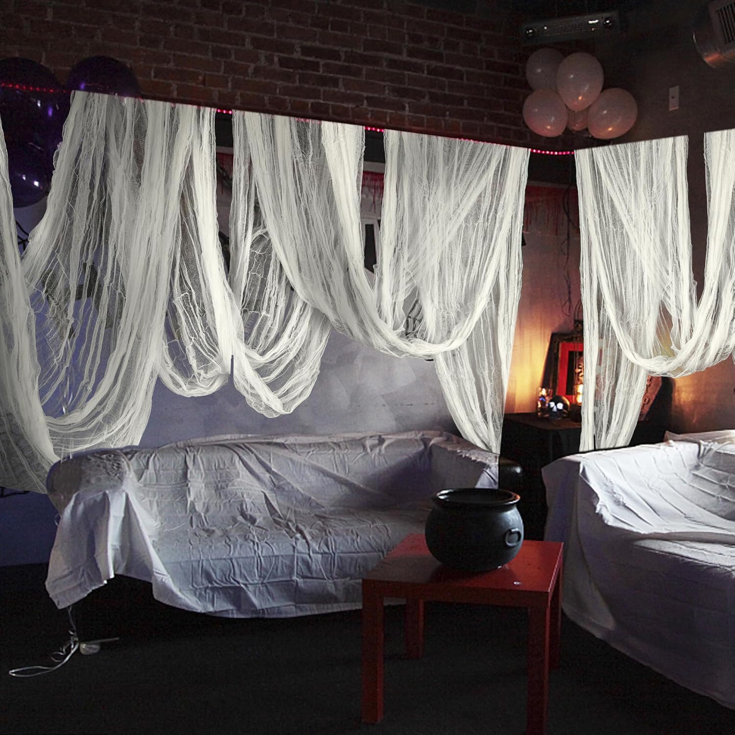 197" x 85" Halloween Creepy Cloth - Halloween Spooky Fabric Cloth - Scary Gauze Blood Creepy Cloth for Haunted House Halloween Party Yard Wall Doorway Outdoors Decoration