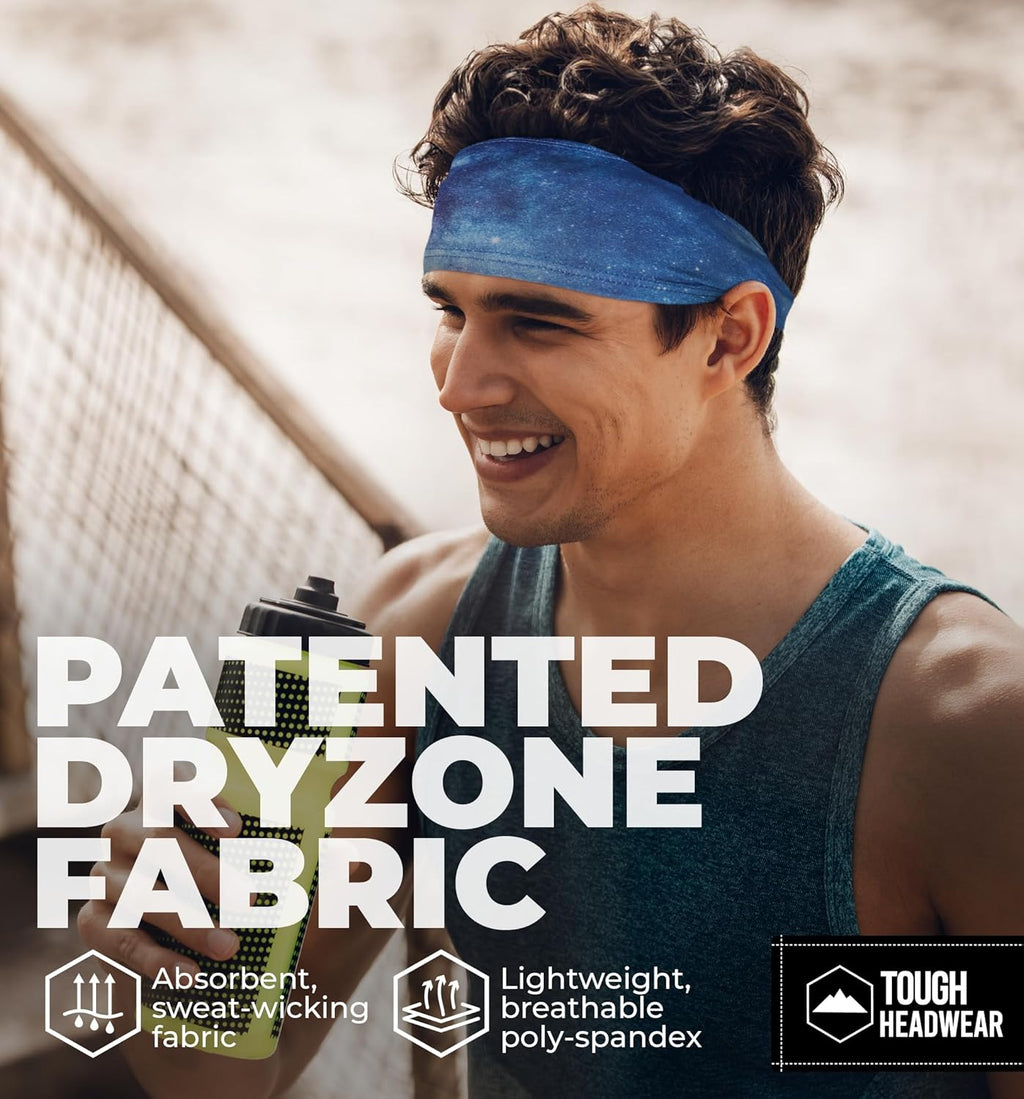 Tough Outfitters Headband for Men - Mens Headbands - Working Out Sports Performance Head Bands - Athletic Cycling Running Sweat Band, Football Headbands - Sweat Bands Men/Women