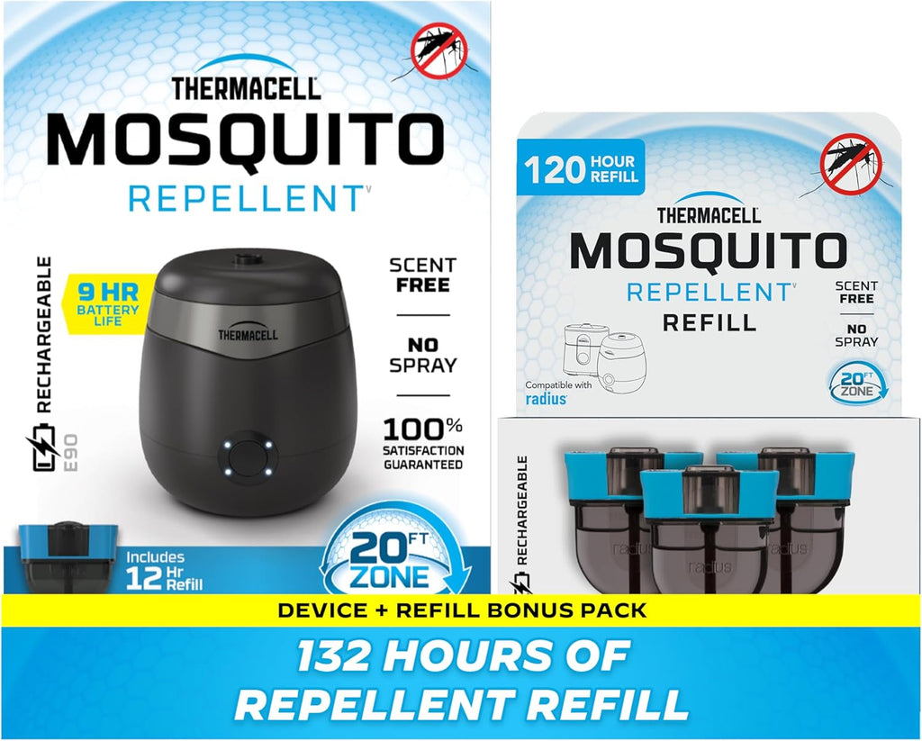 Thermacell E-Series Rechargeable Mosquito Repeller with 20’ Mosquito Protection Zone; Bug Spray Alternative; Scent Free