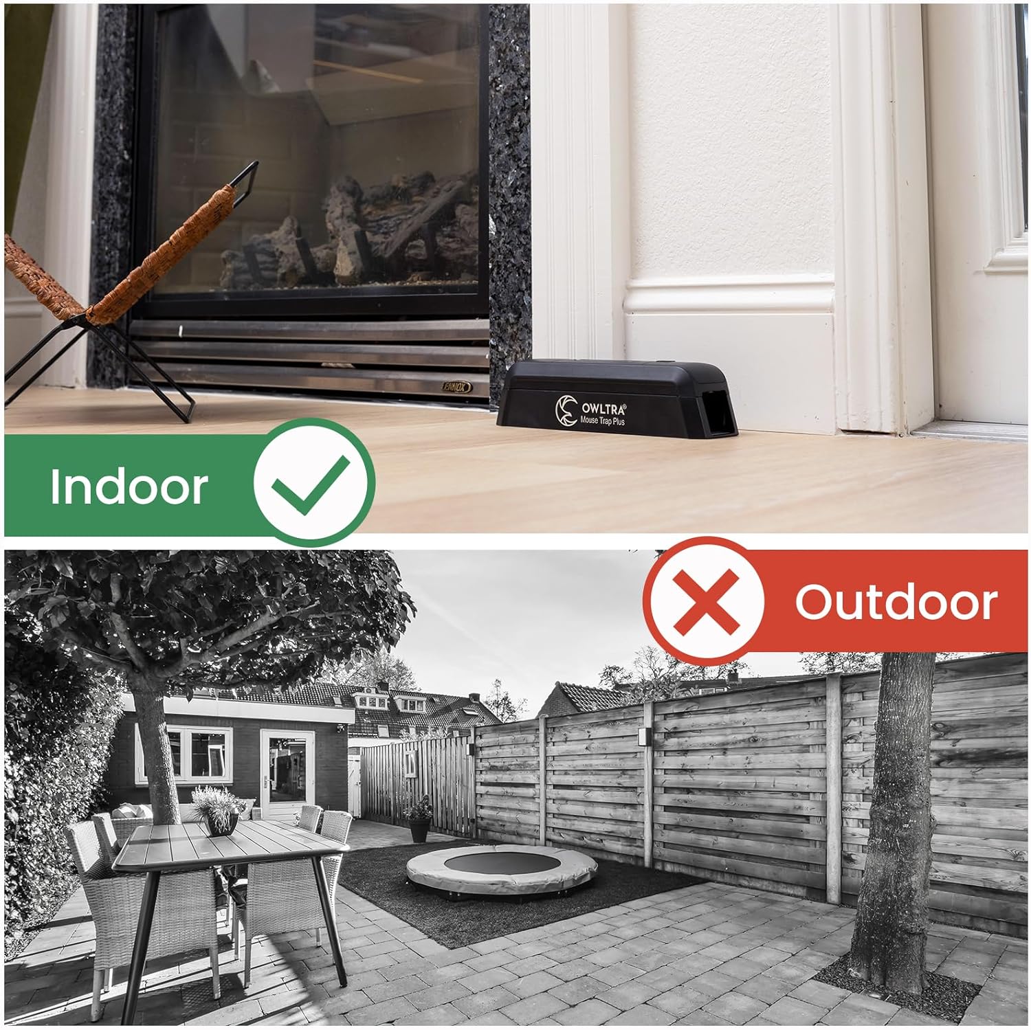 OWLTRA OW-2 Indoor Electric Mouse Trap 2 PCS, Instant Kill Rodent Zapper with Pet Safe Trigger, Black