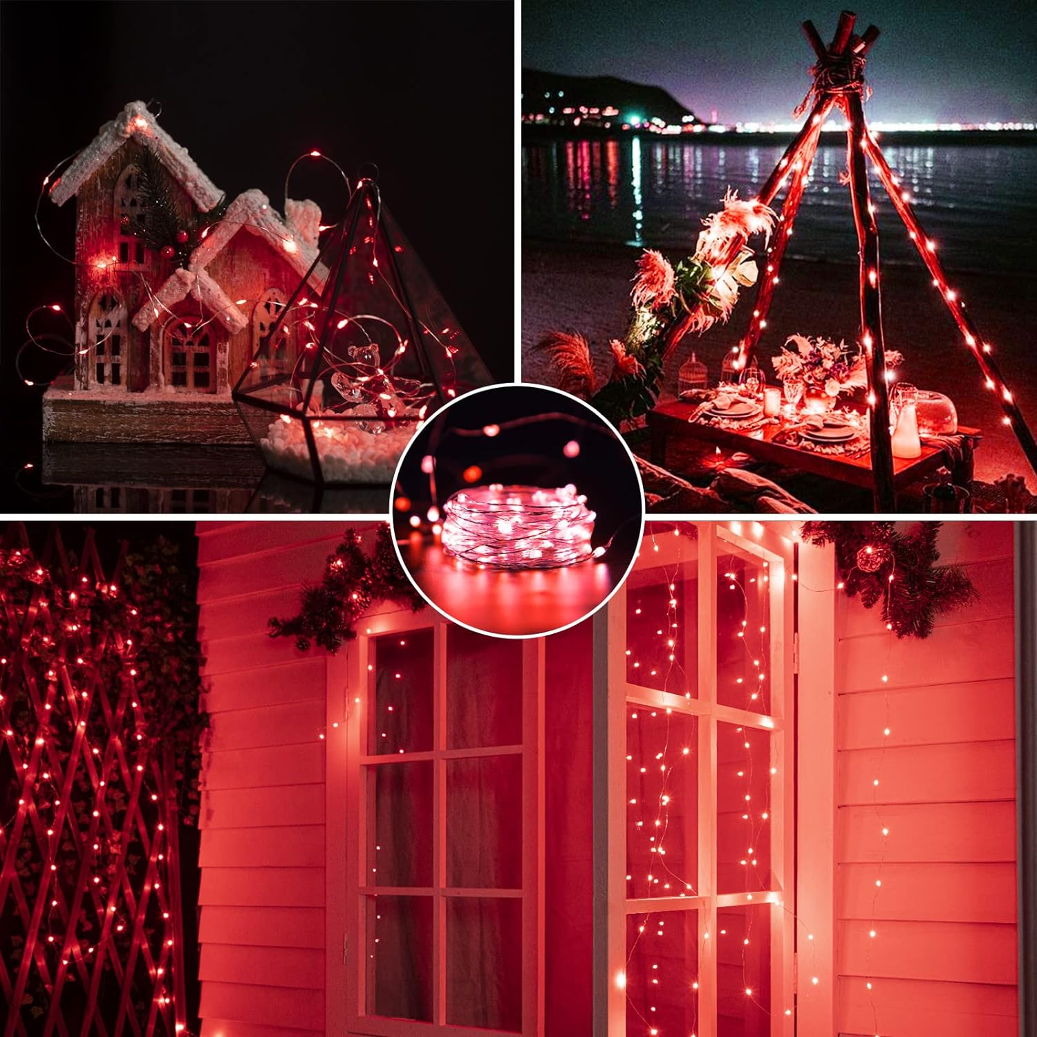 Brightown 12 Pack LED Fairy Lights Battery Operated String Lights - 7ft 20LED Waterproof Silver Wire Firefly Starry Moon Lights for DIY Crafts Wedding Table Centerpieces Party Bedroom Christmas