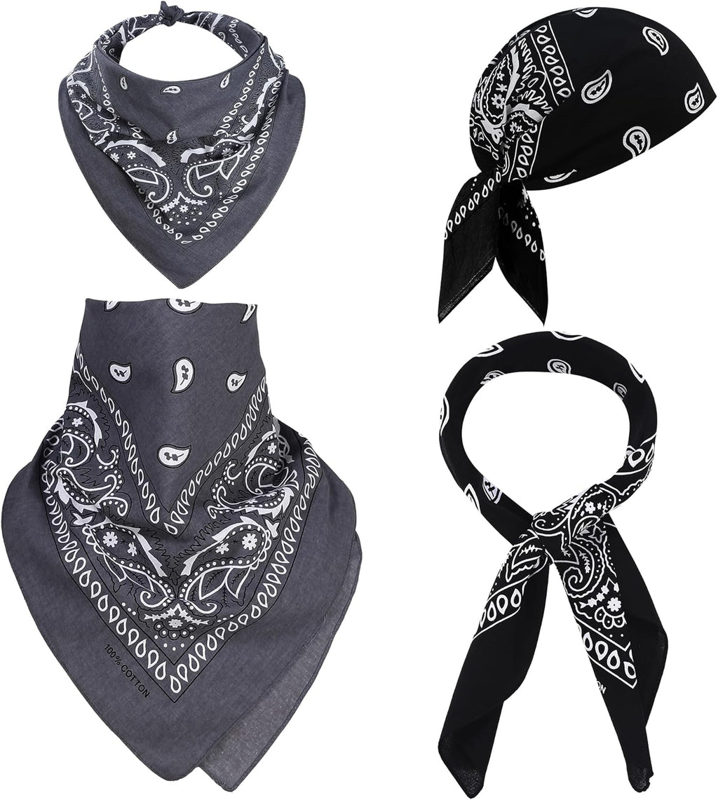 100% Cotton 27" x 27" Large Bandanas for Men & Women, Multi-Purpose Bandana Headbands, Square Head Scarf