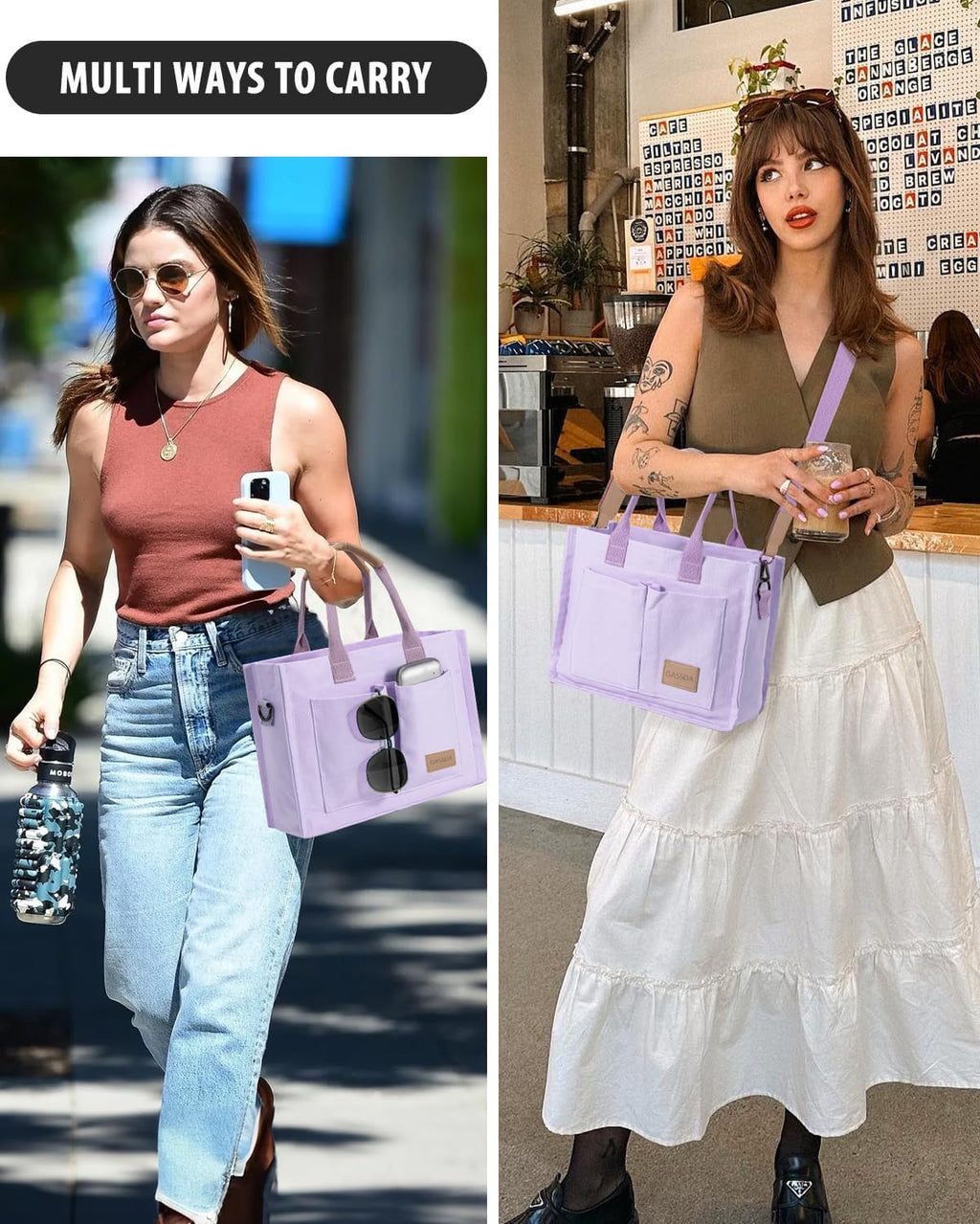 Tote Bags for Women Canvas Tote Purse Crossbody with Pockets Top Handle Shoulder Satchel Bag for Women