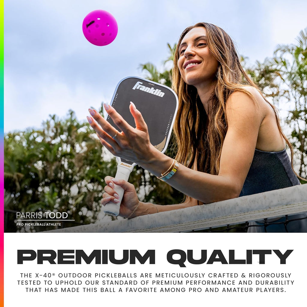 Franklin Sports X-40 Outdoor Pickleballs - Official Ball of USA Pickleball, APP Tour + US Open - Regulation Size