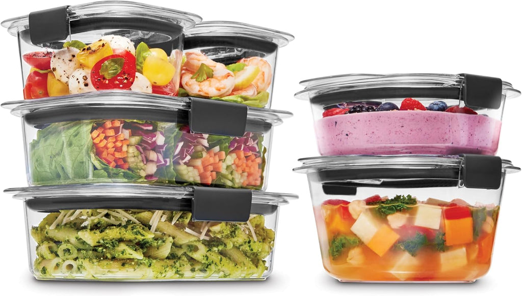 Rubbermaid Brilliance Food Storage Containers BPA Free Airtight Lids Ideal for Lunch Meal Prep & Leftovers Set of 5 (3.2 Cup)