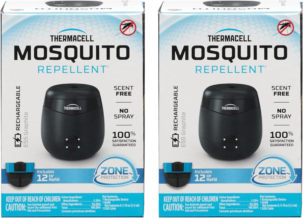Thermacell E-Series Rechargeable Mosquito Repeller with 20’ Mosquito Protection Zone; Bug Spray Alternative; Scent Free