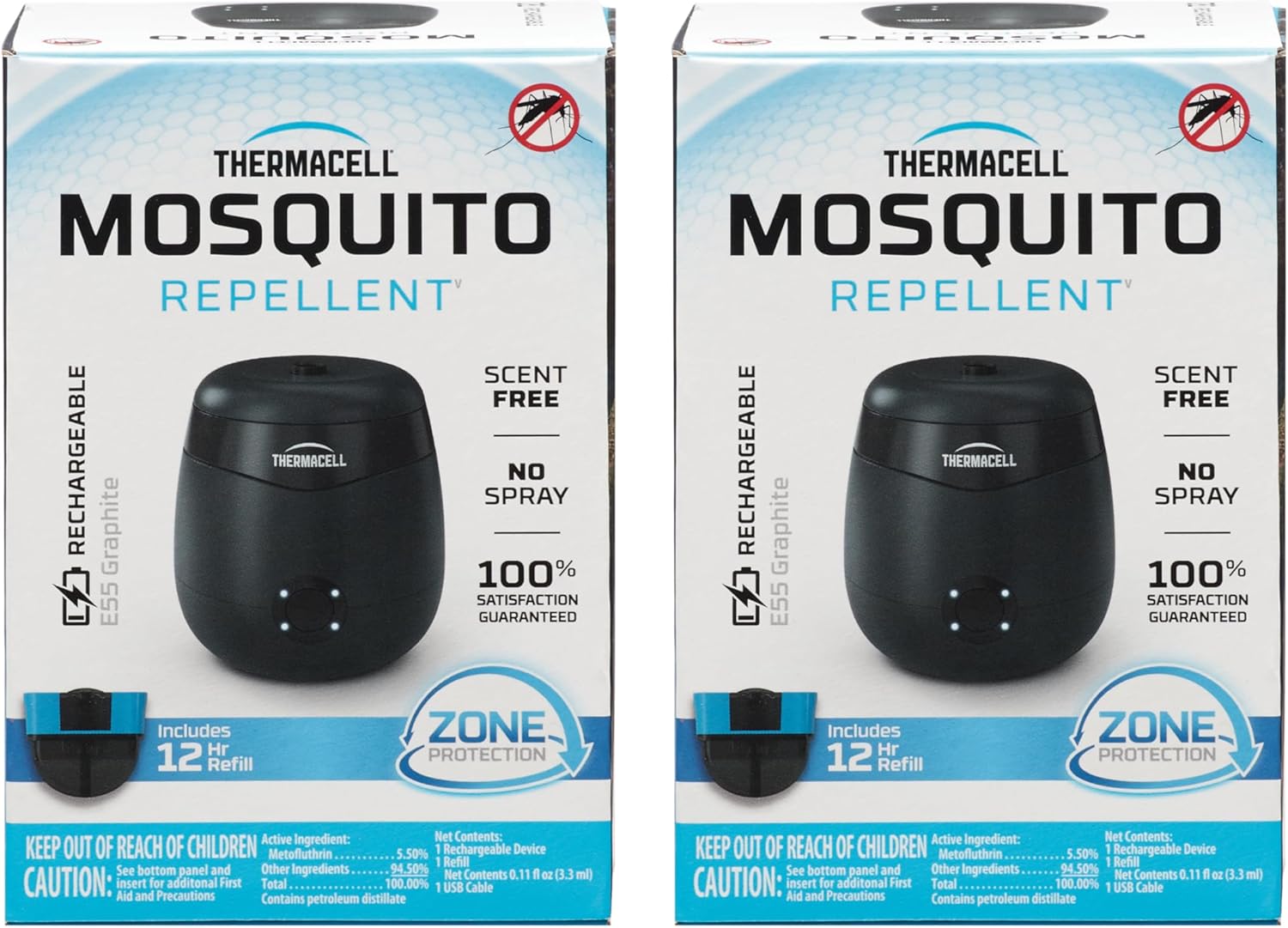Thermacell E-Series Rechargeable Mosquito Repeller with 20’ Mosquito Protection Zone; Bug Spray Alternative; Scent Free