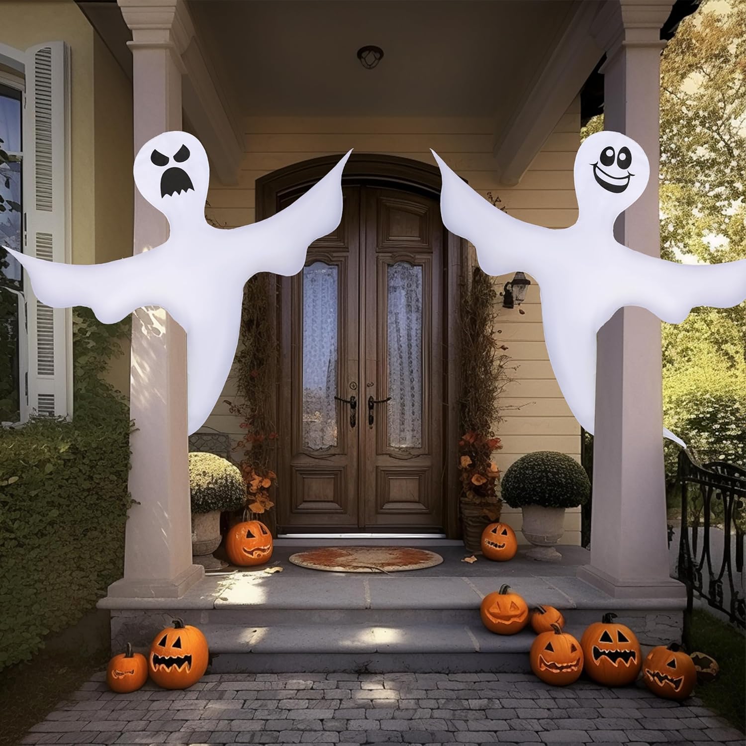 JOYIN 2 Pcs 53" Halloween Decoration Outdoor, Halloween Bendable Hanging Ghost for Lawn, Tree, Pilar Decorations, Tree Wrap Ghost Party Supplies