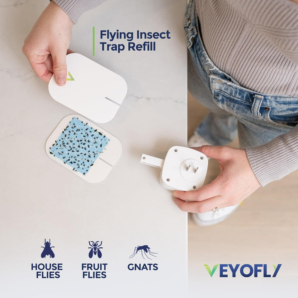 VEYOFLY Fly Catcher Indoor, Fly Trap Indoor, (1 Device + 3 Refills) Fruit Fly Traps for Indoors, Gnat Traps for House Indoor, Bug Killer, Fly Trap, Plug in Light Flying Insect Trap