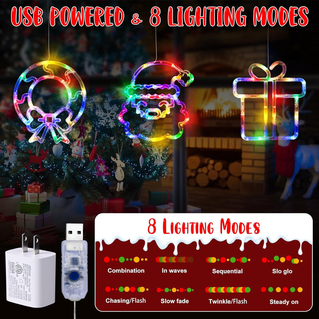 LOLStar Halloween Lights Decorations 2025 3-Pack Orange Pumpkin White Ghost Purple Bat Window Lights with Suction Cups, Battery Operated Halloween LED Lights Window Decor Slow Fade Mode and Timer