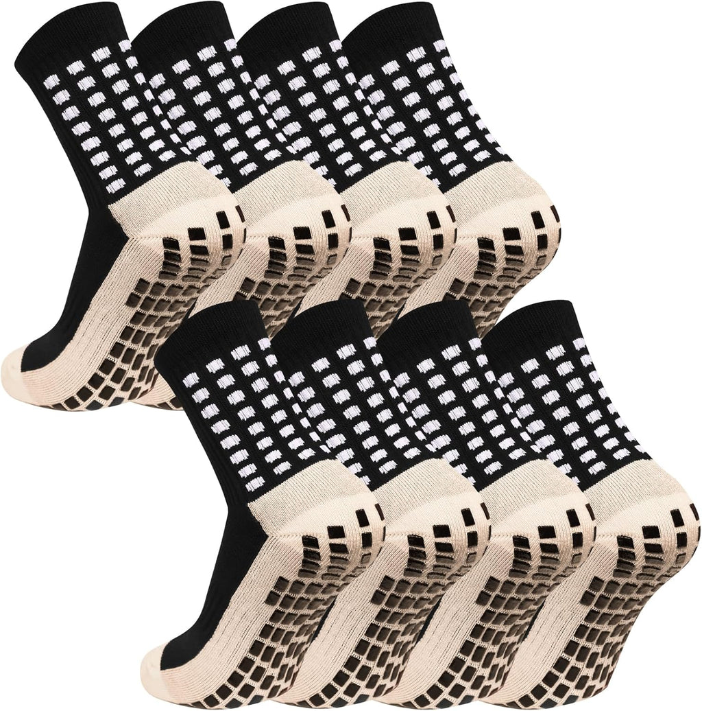 Men's Grip Soccer Socks Anti Slip Athletic Socks Non Slip Football Basketball Socks with Grip Pads2/4/6