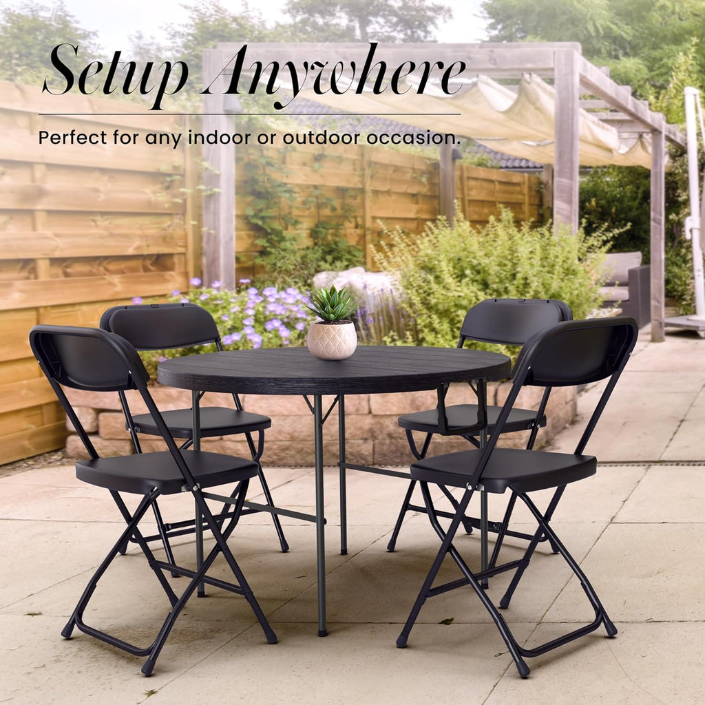 6 Feet Foldable Table with Built in Handle & Steel Legs | Heavy Duty Portable | Perfect for Party, Dining, Wedding, Events, Picnic Indoor, Outdoor, Camping, Utility, Folding