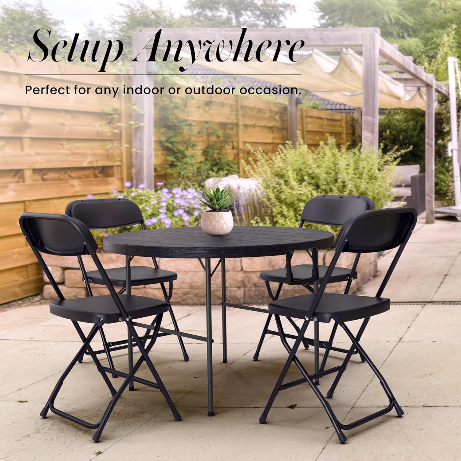 6 Feet Foldable Table with Built in Handle & Steel Legs | Heavy Duty Portable | Perfect for Party, Dining, Wedding, Events, Picnic Indoor, Outdoor, Camping, Utility, Folding