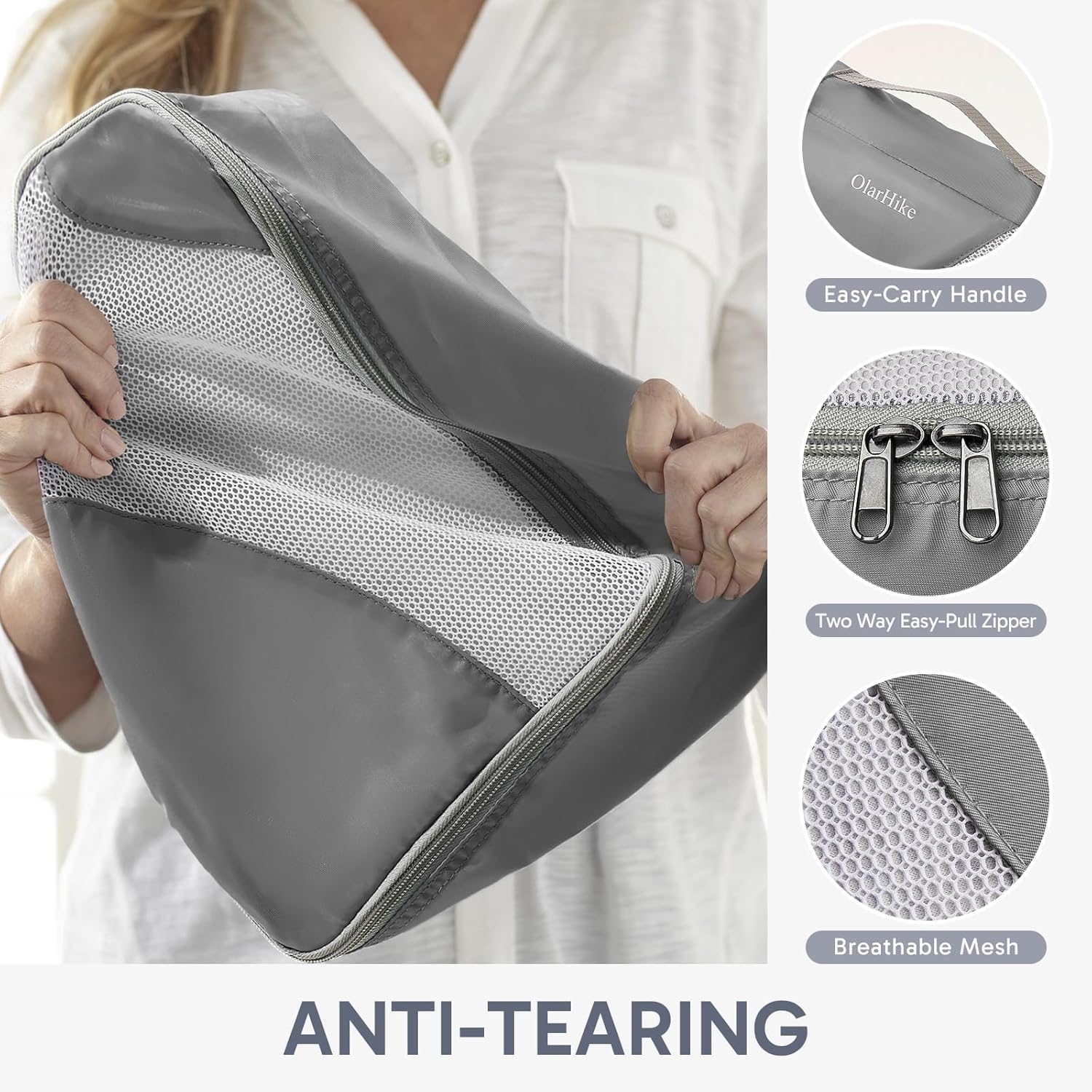 10 Set/8 Set Packing Cubes for Travel, Gifts for Women Mom,Anti-Tearing Suitcase Organizer for Luggage with Shoe & Hanging Toiletry Bag,OlarHike Vacation Essentials & Accessories for Cruise Ship,Cream