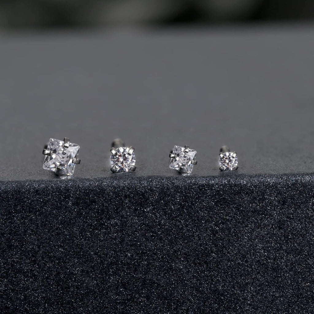 Jstyle Hypoallergenic Nose Rings 18G 20G Surgical Stainless Steel Nose Rings Studs Cubic Zirconia Nose Ring Labret Nose Piercing Jewelry for Women Men 1.5mm 2mm 2.5mm 3mm