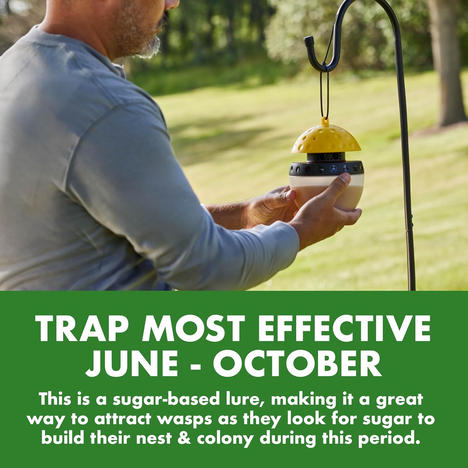 Spectracide Wasp, Hornet & Yellowjacket Trap, Hanging Wasp & Hornet Trap with a Quick-Drown Formula That Submerges & Kills Insects, 1 Count