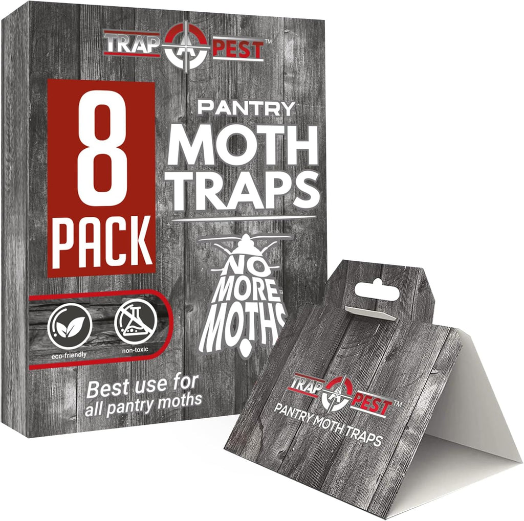 8 Pack Pantry Moth Traps- Safe and Effective for Food and Cupboard- Glue Traps with Pheromones for Pantry Moths