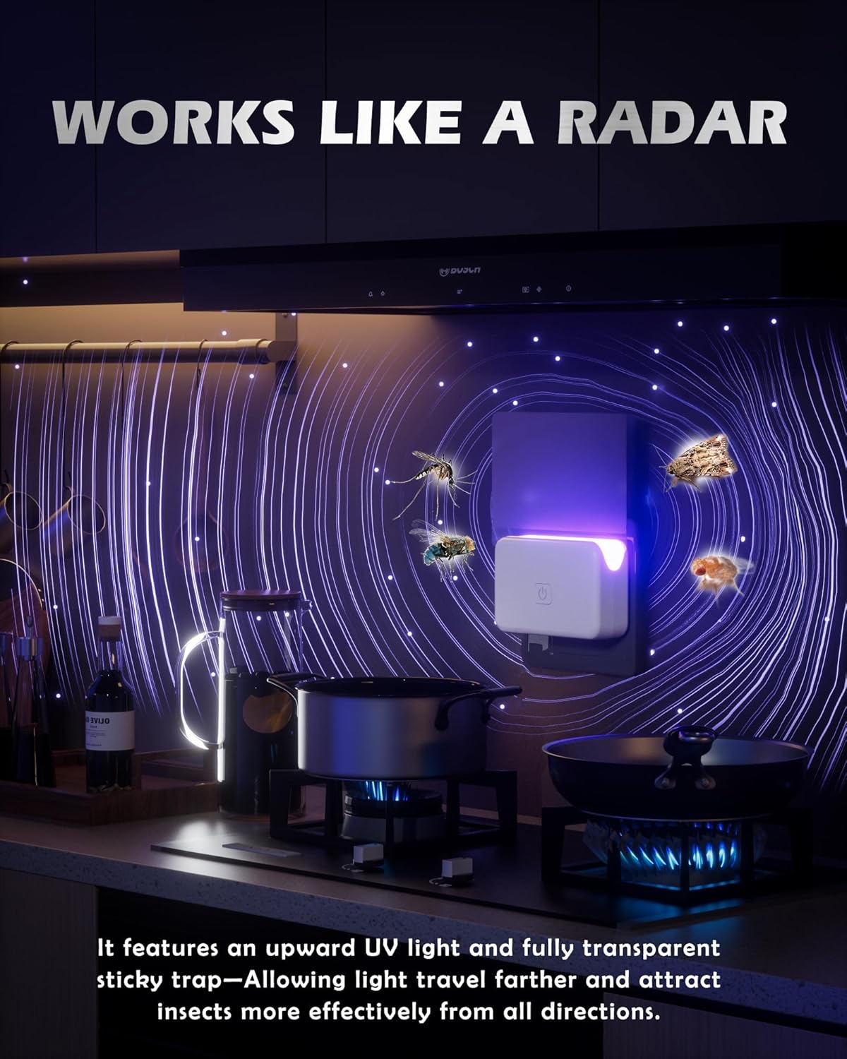 2 Pcs Fruit Fly Traps for Indoors (2 Device+10 Refills) Plug in UV Light Fly Trap for Gnats, Fruit Flies, Flying Insects Sleek Design Indoor Safe