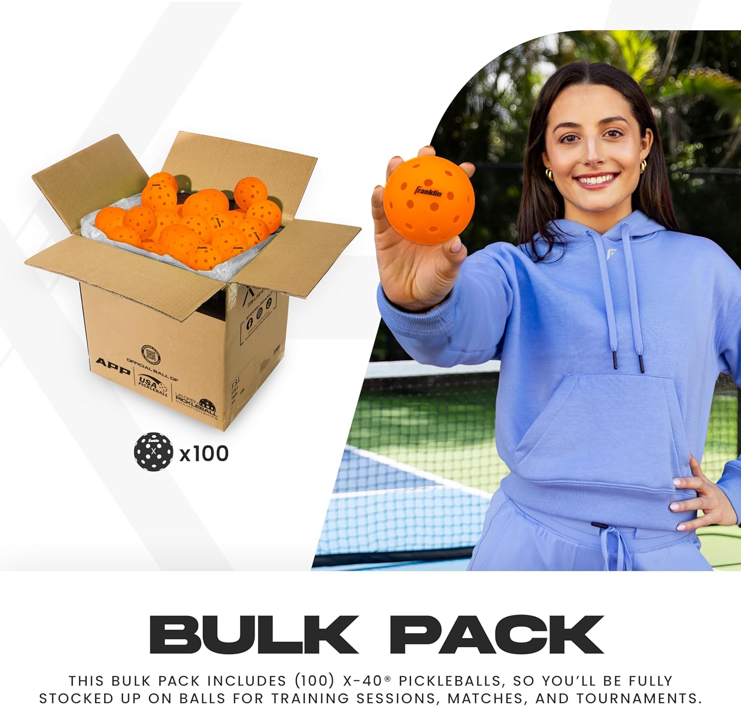 Franklin Sports X-40 Outdoor Pickleballs - Official Ball of USA Pickleball, APP Tour + US Open - Regulation Size