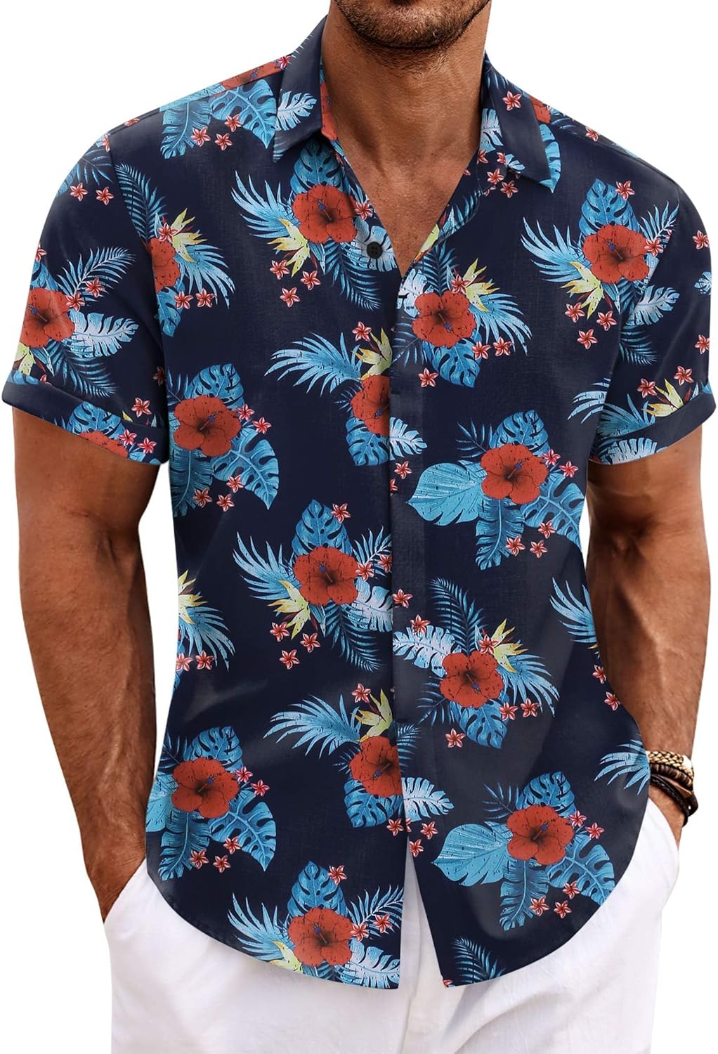 COOFANDY Men's Linen Shirts Short Sleeve Casual Shirts Button Down Shirt for Men Beach Summer Wedding Shirt