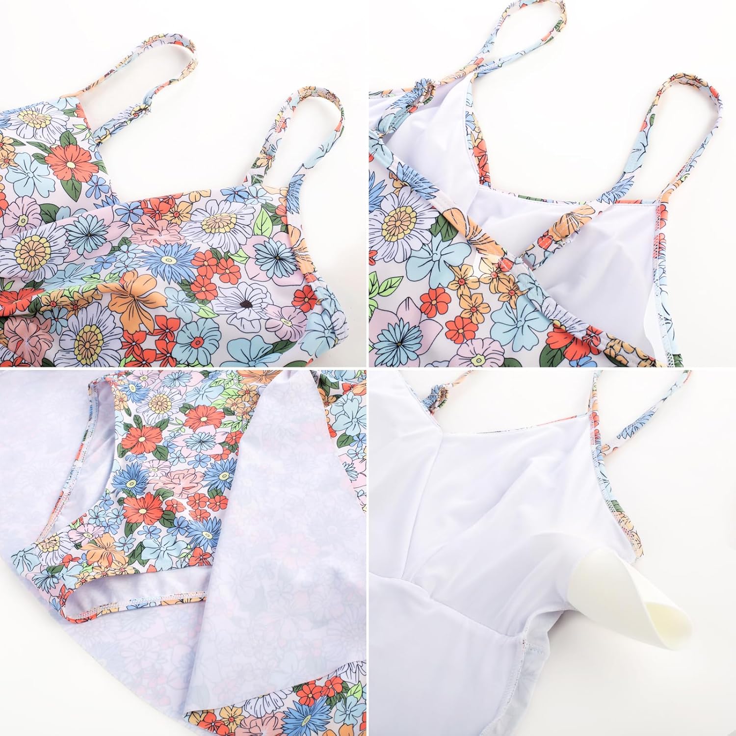 GRACE KARIN Women's One Piece Swim Dress V Neck Tummy Control Swimsuit Vacation Beachwear Bathing Suit