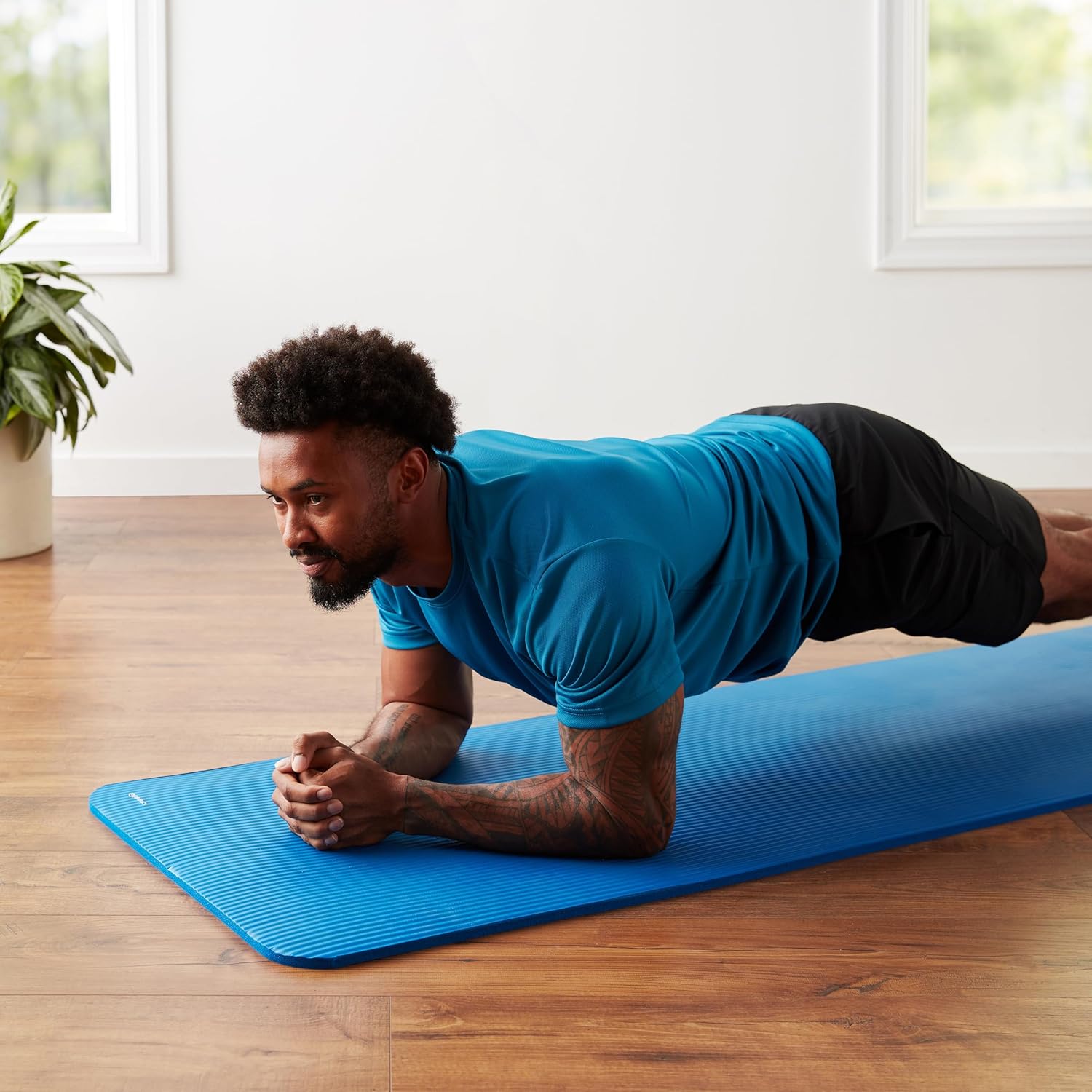 Basics 1/2 Inch Extra Thick Exercise Yoga Mat with Carrying Strap, Cushioned Support, for Fitness and Gym Workouts