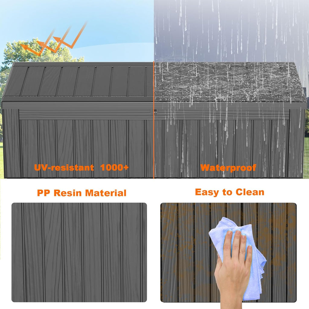 80 Gallon Resin Deck Box, Lockable Patio Outdoor Storage Box for Furniture, Garden Tools and Tools Storage, Waterproof Outside Storage Box - Black