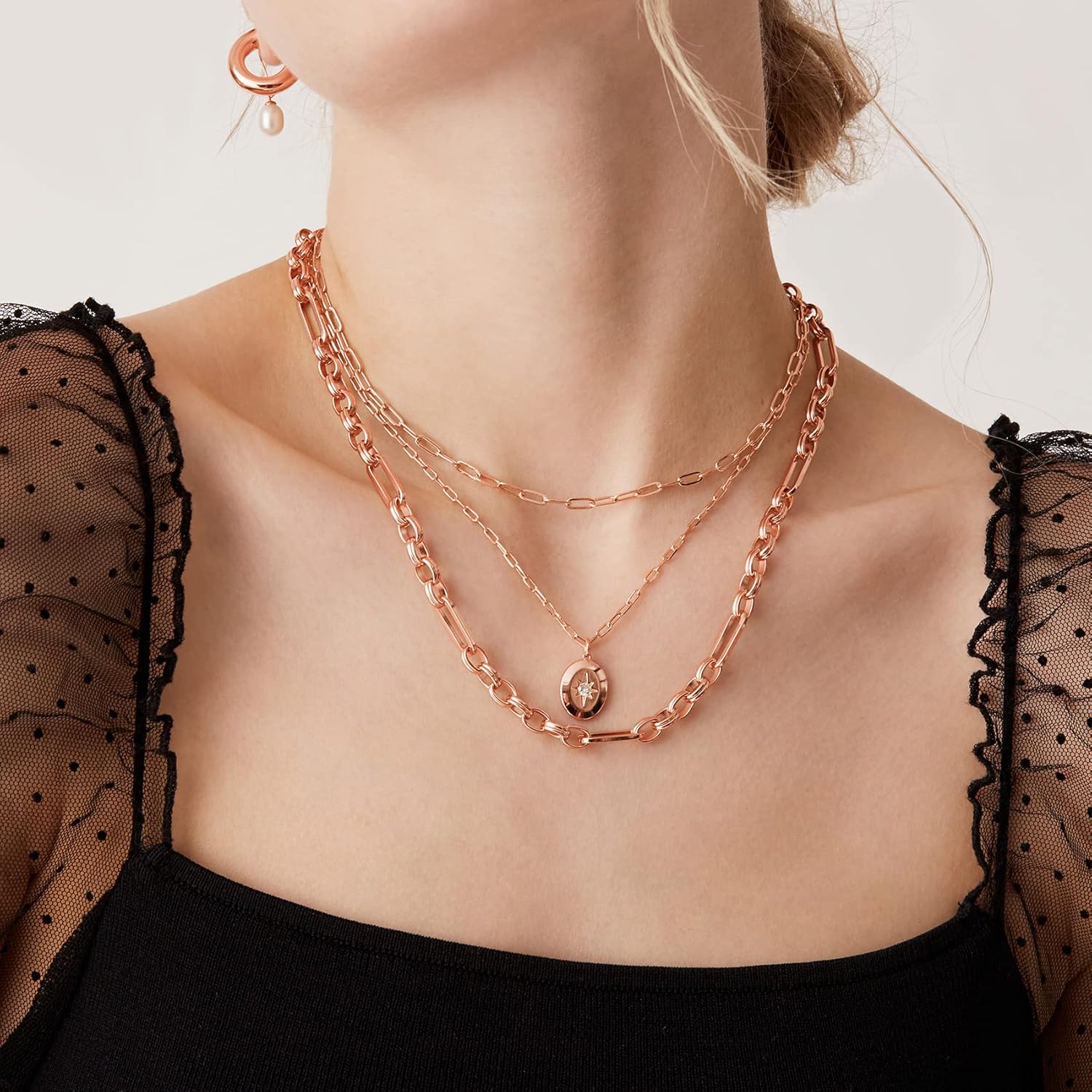 PAVOI 14K Gold Plated Layering Necklaces | Stylish Minimalist Design Pendant Necklaces | Bar, Circle, Lotus, Disc, Dog Tag, Horizontal Bar Pendants for Women