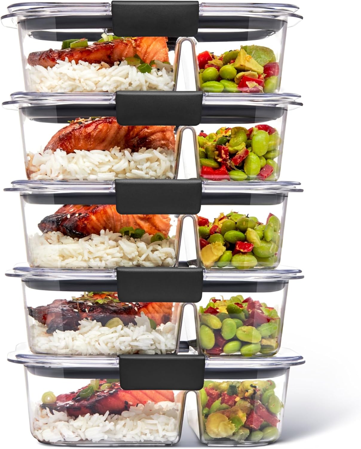 Rubbermaid Brilliance Food Storage Containers BPA Free Airtight Lids Ideal for Lunch Meal Prep & Leftovers Set of 5 (3.2 Cup)