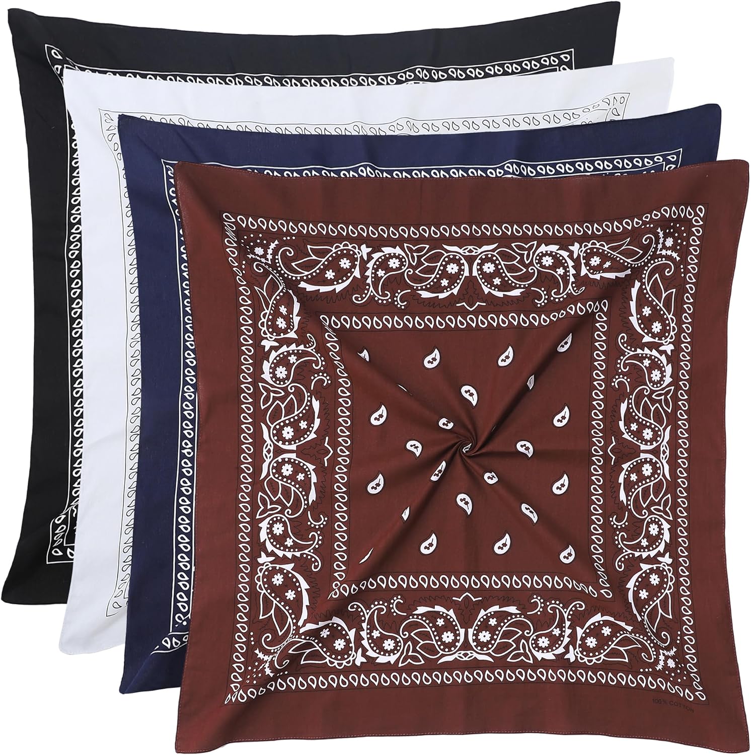 100% Cotton 27" x 27" Large Bandanas for Men & Women, Multi-Purpose Bandana Headbands, Square Head Scarf