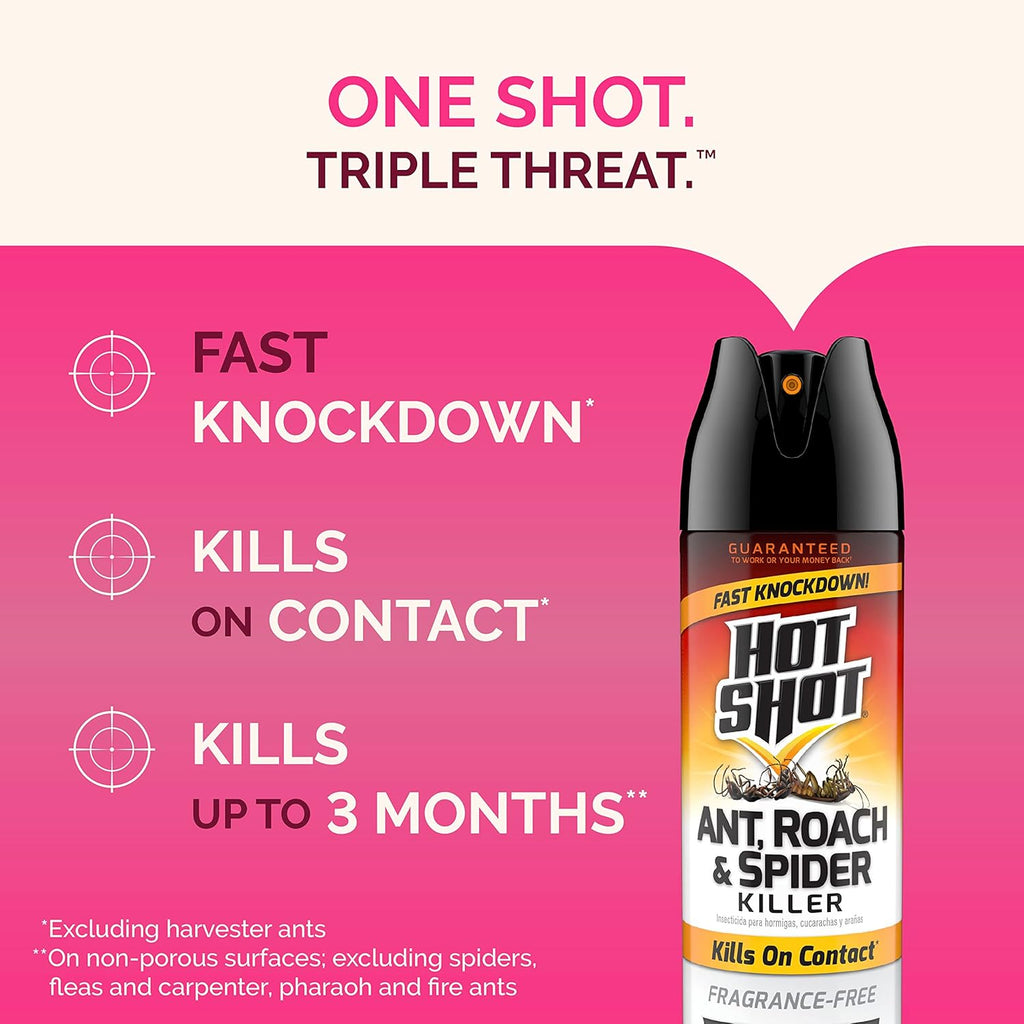 Hot Shot Ant, Roach & Spider Killer, Kills Insects Indoors and Outdoors, Kills Roaches and Listed Ants on Contact, Insecticide Spray, 17.5 Ounce (Crisp Linen)