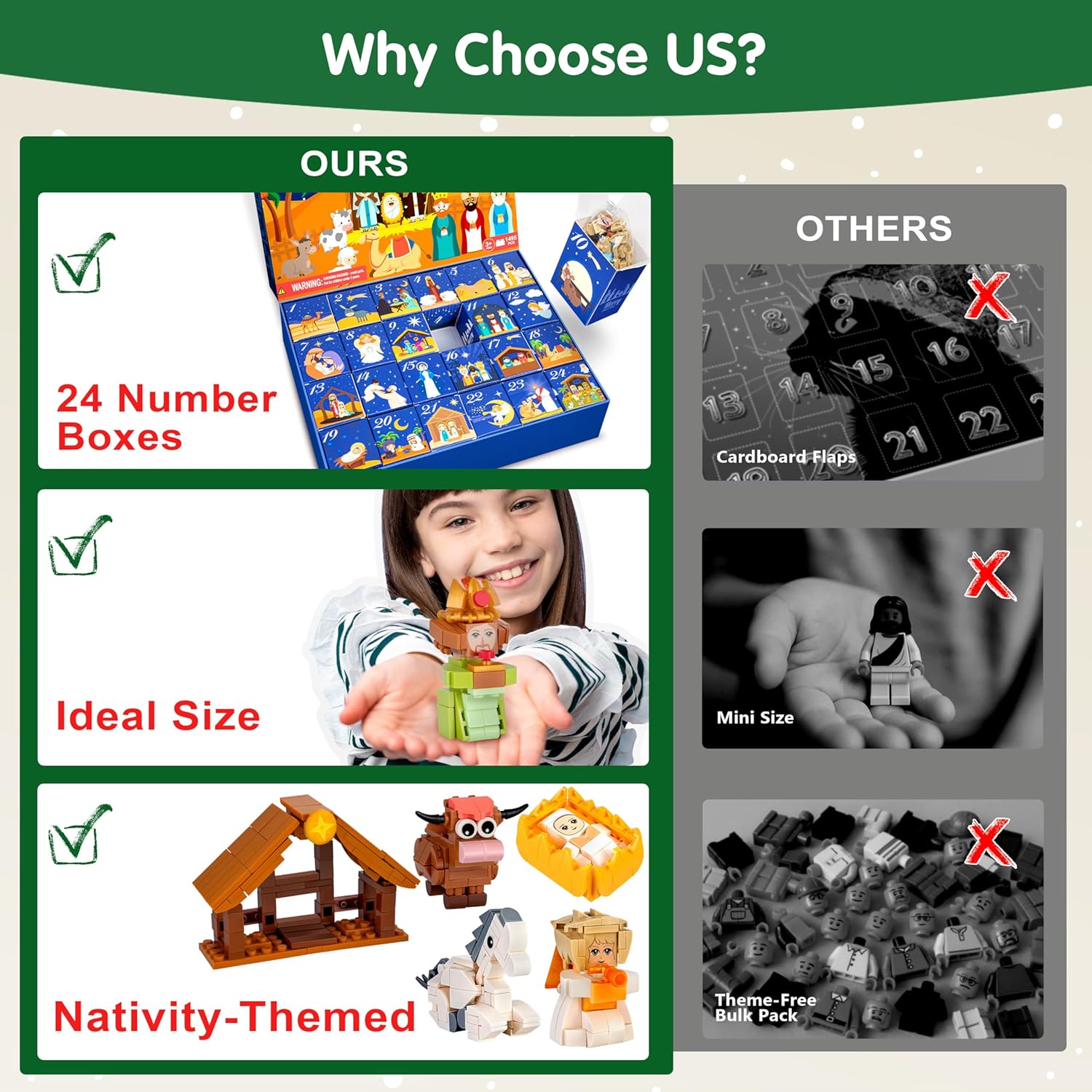 Nativity Advent Calendar 2025 Kids – 24 Days Building Blocks Kits Christmas Gifts Countdown Calendar Set, Stocking Stuffer Building Toys for Boys, Girls, Teens & Adults Ages 6+