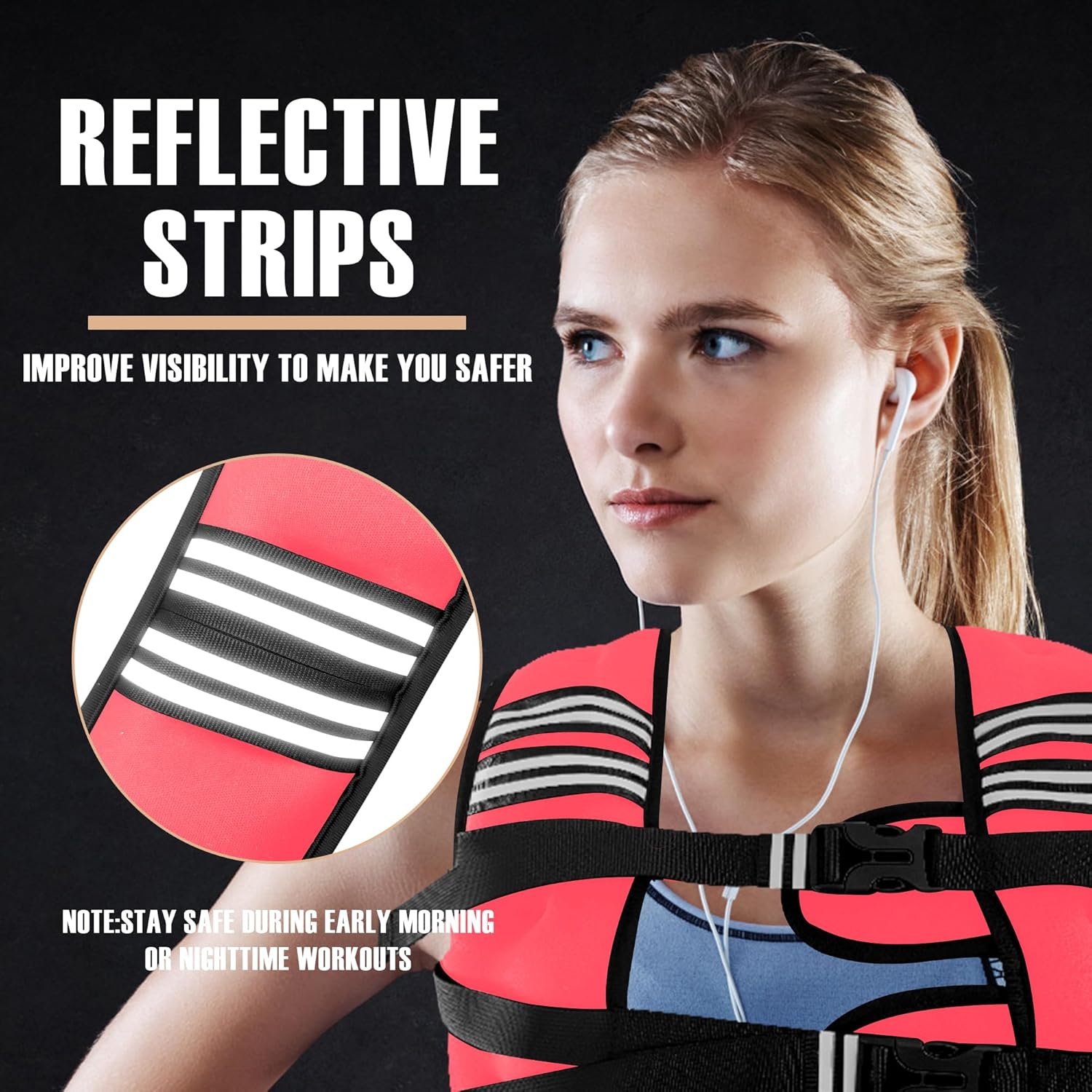 Weighted Vest Men or Women - 5/10/15/20/25/30lbs Weights with Reflective Stripe, Weighted Vest for Workout Equipment for Strength Training Running - Walking Weight Loss