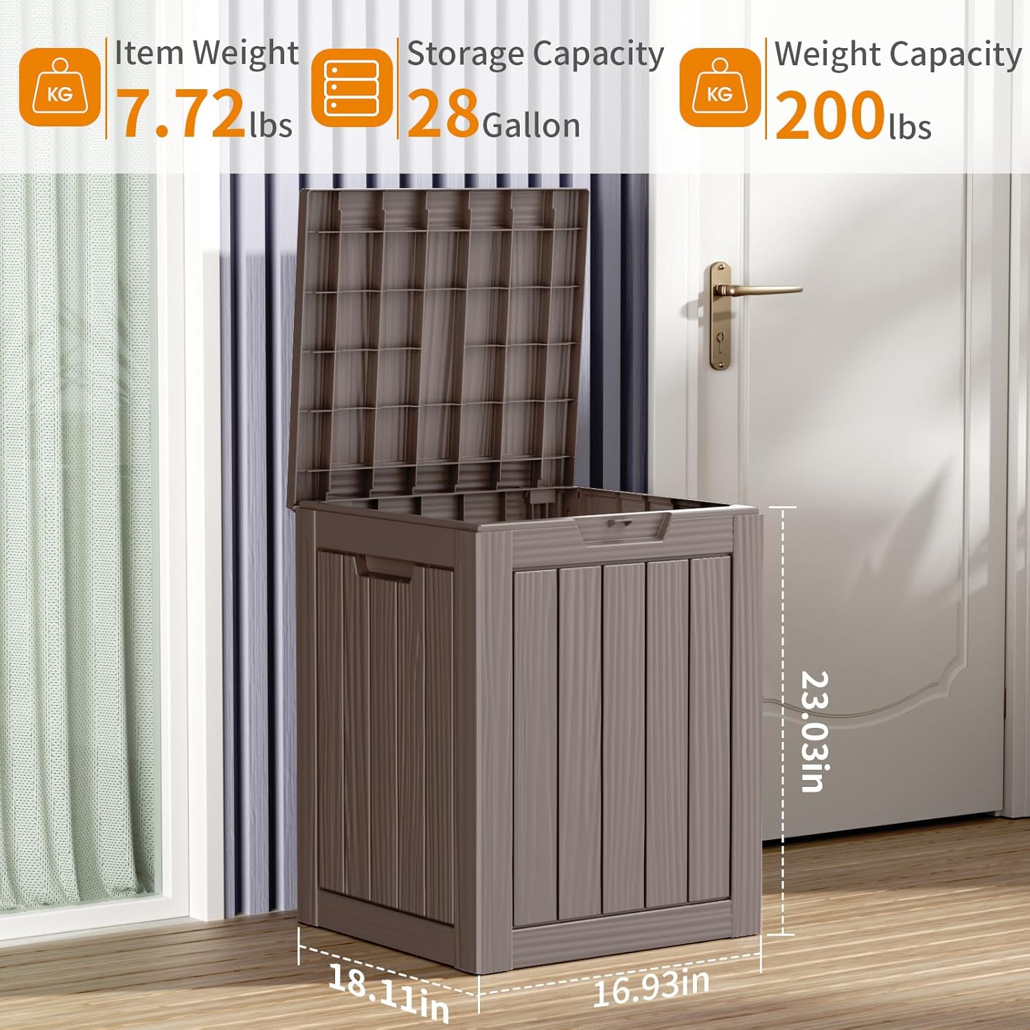 80 Gallon Resin Deck Box, Lockable Patio Outdoor Storage Box for Furniture, Garden Tools and Tools Storage, Waterproof Outside Storage Box - Black