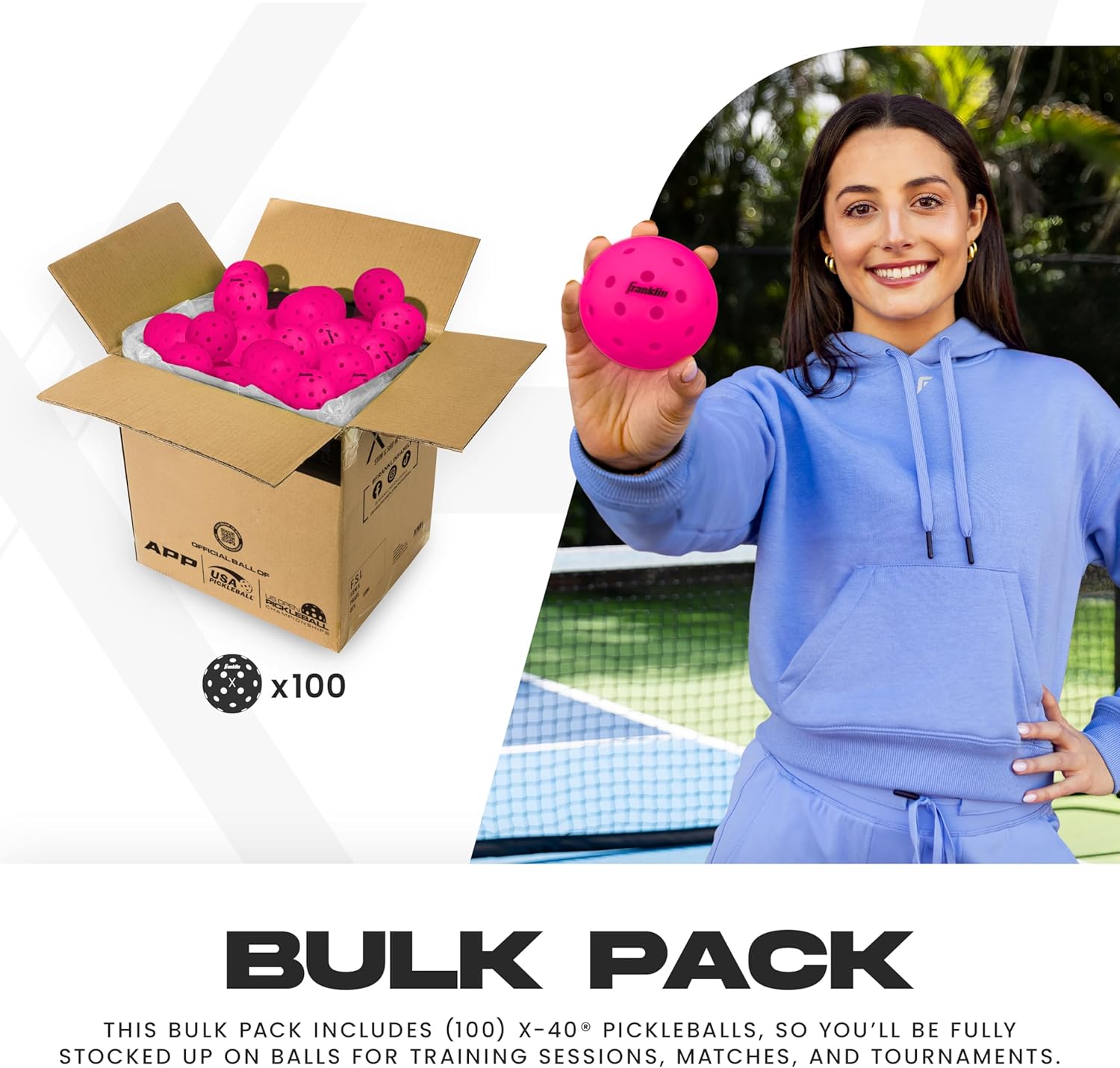 Franklin Sports X-40 Outdoor Pickleballs - Official Ball of USA Pickleball, APP Tour + US Open - Regulation Size