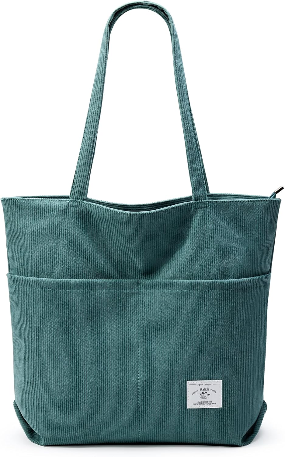KALIDI Women Corduroy Tote Bag Zipper Casual Tote's Handbag Big Capacity Shoulder Bag with Pockets
