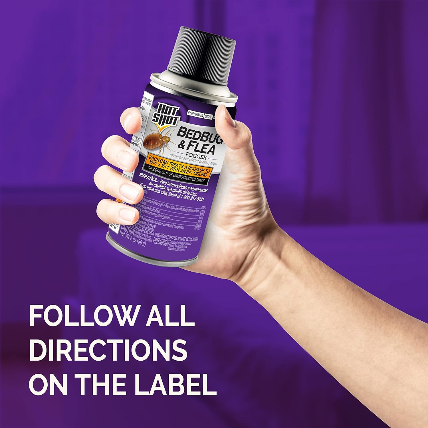 Hot Shot BedBug And Flea Fogger 3 Count-2 Ounce Cans, With Nylar, Inhibits Flea Reinfestation