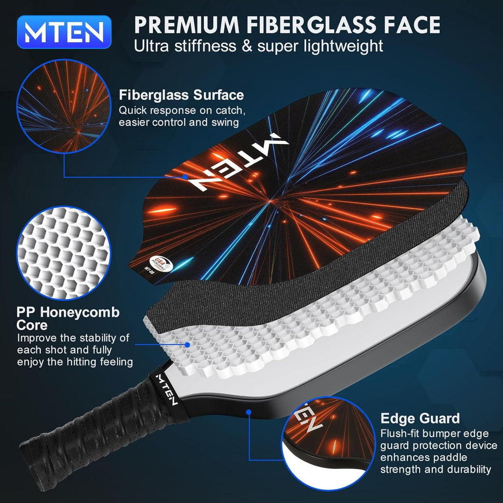 Pickleball Paddles, USAPA Approved Fiberglass Surface Pickleball Set with Pickleball Rackets, Pickleball Paddles Set for Men Women