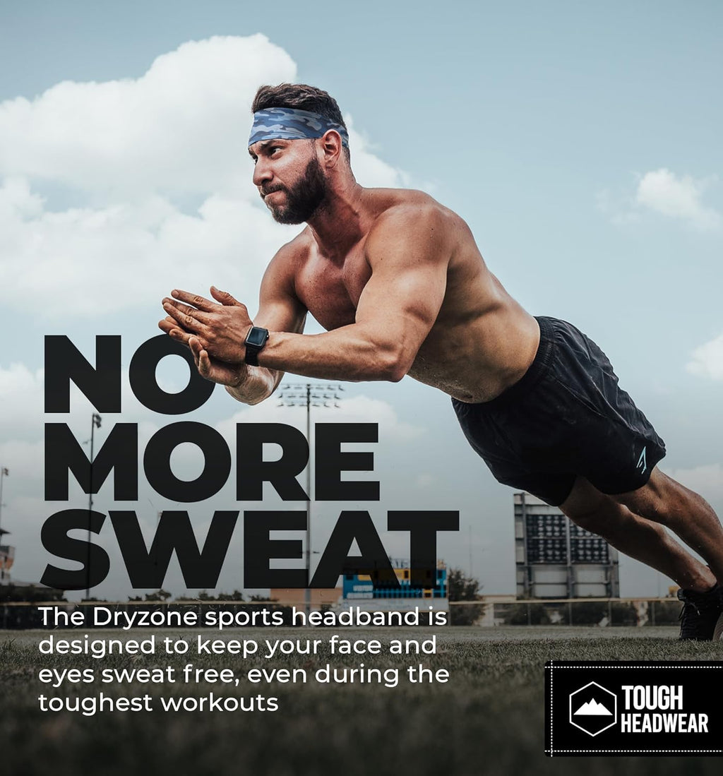 Tough Outfitters Headband for Men - Mens Headbands - Working Out Sports Performance Head Bands - Athletic Cycling Running Sweat Band, Football Headbands - Sweat Bands Men/Women