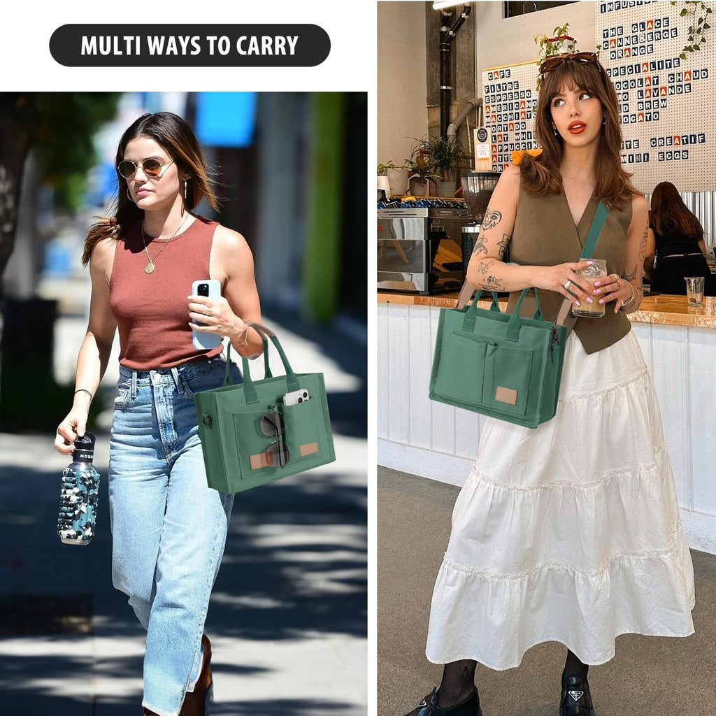 Tote Bags for Women Canvas Tote Purse Crossbody with Pockets Top Handle Shoulder Satchel Bag for Women