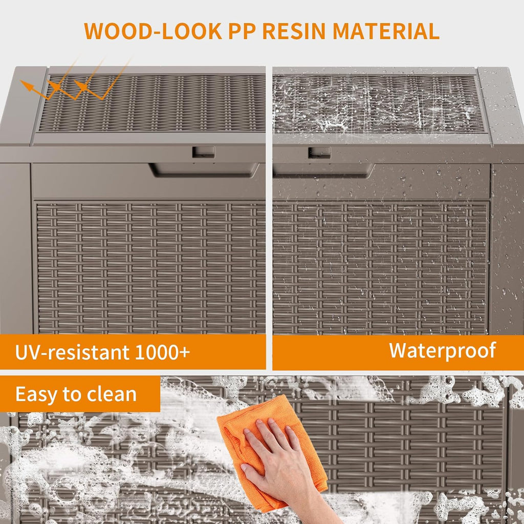 80 Gallon Resin Deck Box, Lockable Patio Outdoor Storage Box for Furniture, Garden Tools and Tools Storage, Waterproof Outside Storage Box - Black