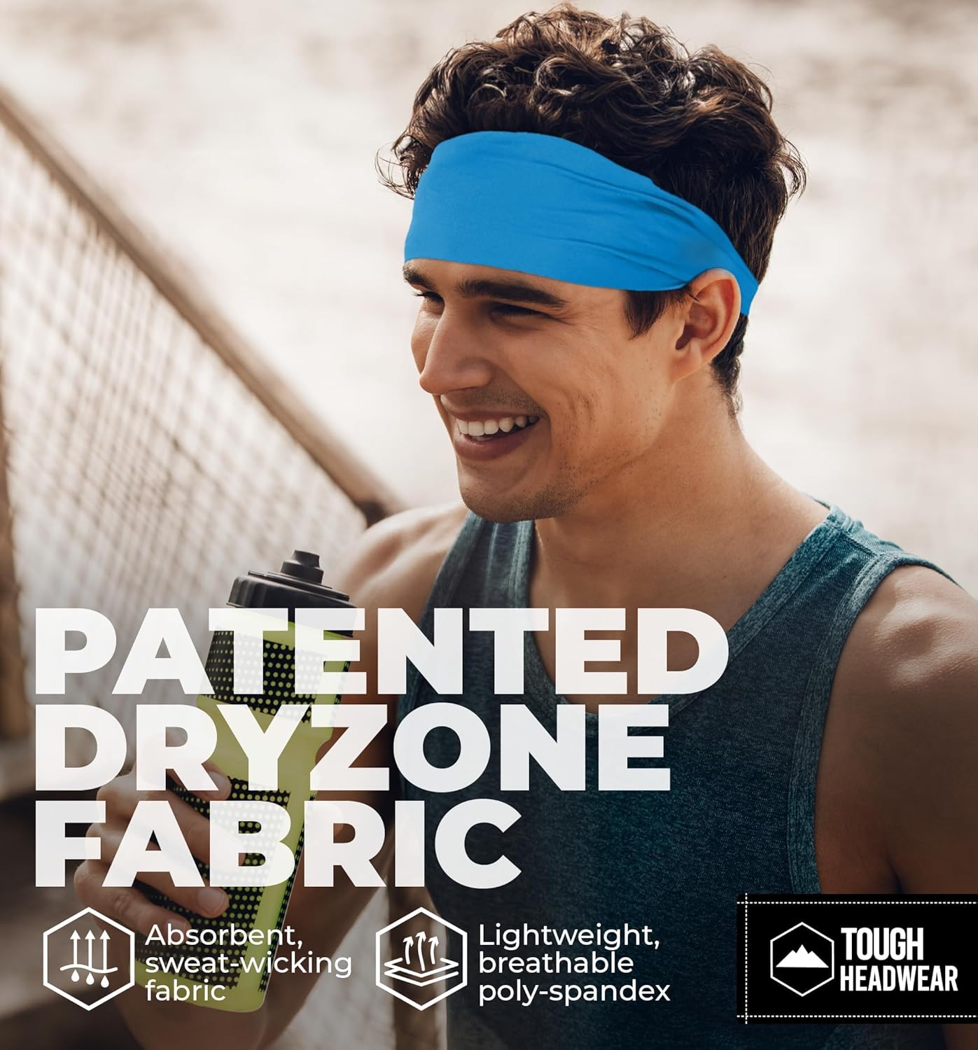 Tough Outfitters Headband for Men - Mens Headbands - Working Out Sports Performance Head Bands - Athletic Cycling Running Sweat Band, Football Headbands - Sweat Bands Men/Women