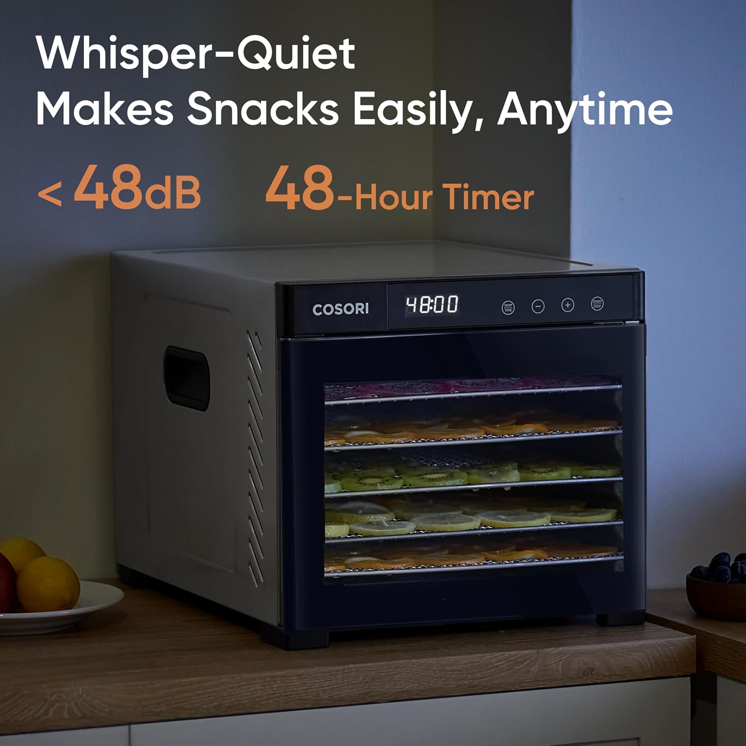 COSORI Food Dehydrator, Bigger Than 7 Trays With Large 6.5" Drying Space, 600W Power Saves More Time Than 480W, 165°F Dehydrated Dryer for Jerky, Dog Treats, Herbs, Meat, Fruit, and Yogurt, Silver