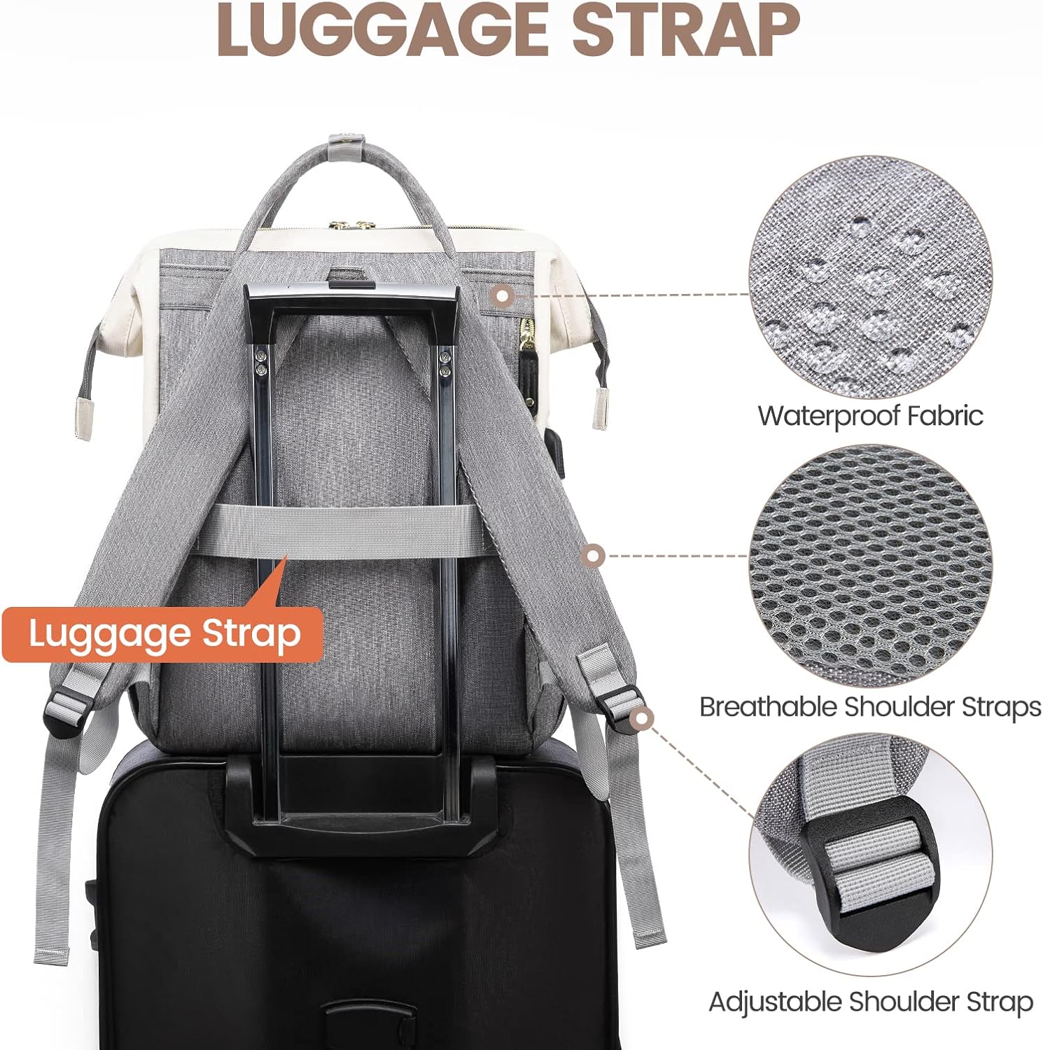 LOVEVOOK Laptop Backpack for Women, 15.6 Inch Work Business Backpacks Purse With Large Capacity, Waterproof Nurse Bag College Bookbag for School, Waterproof Casual Daypack for Travel