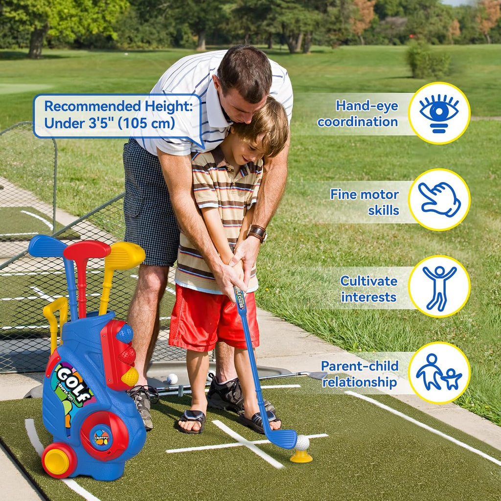 Liberry Toddler Golf Set, Upgraded Kids Golf Cart with Unique Shoulder Strap Design, Indoor and Outdoor Golf Toys for Boys and Girls Aged 1-5 Years Old