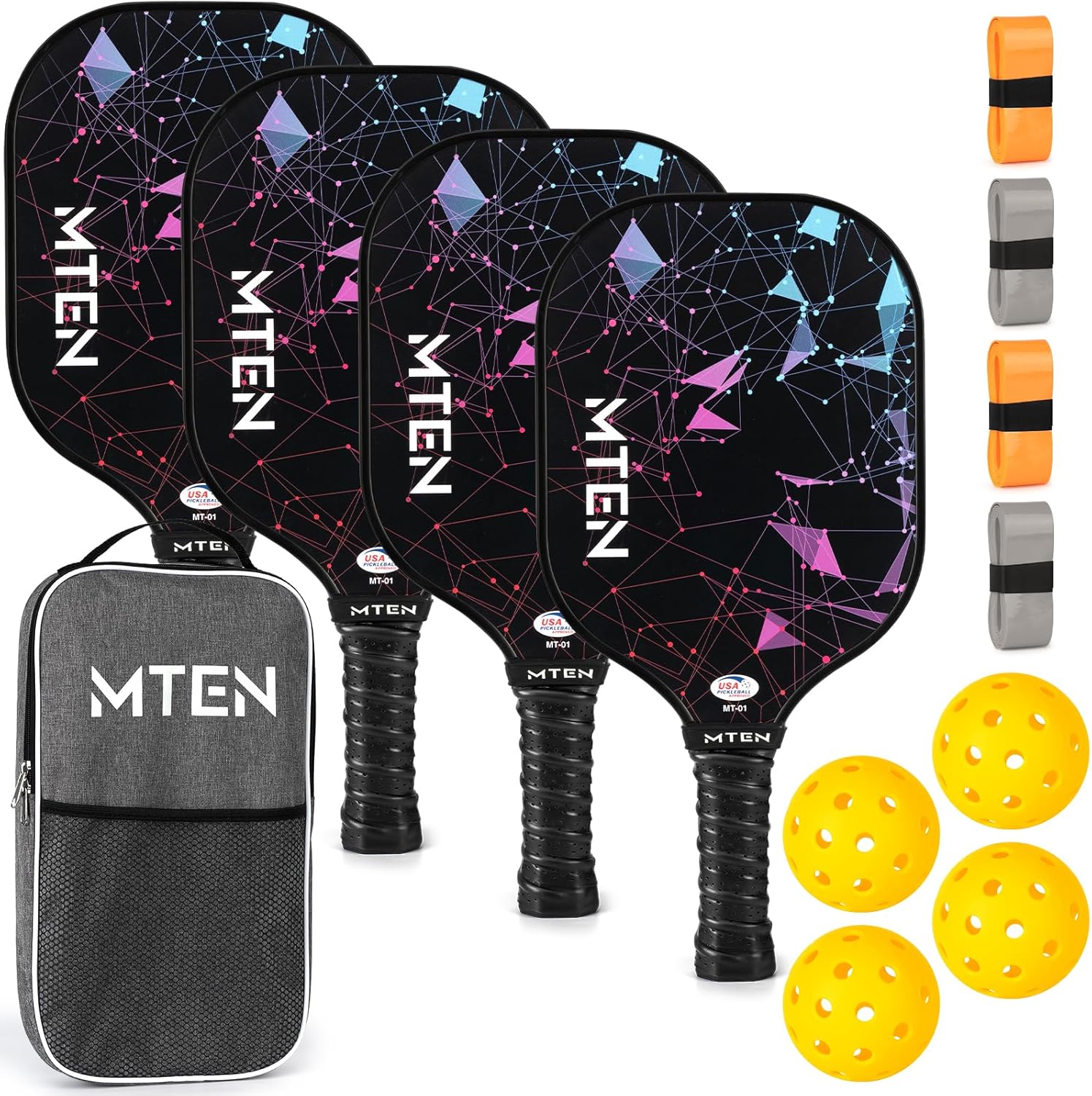 Pickleball Paddles, USAPA Approved Fiberglass Surface Pickleball Set with Pickleball Rackets, Pickleball Paddles Set for Men Women