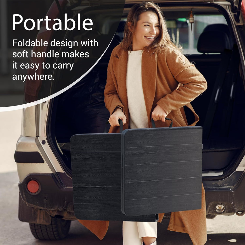 6 Feet Foldable Table with Built in Handle & Steel Legs | Heavy Duty Portable | Perfect for Party, Dining, Wedding, Events, Picnic Indoor, Outdoor, Camping, Utility, Folding