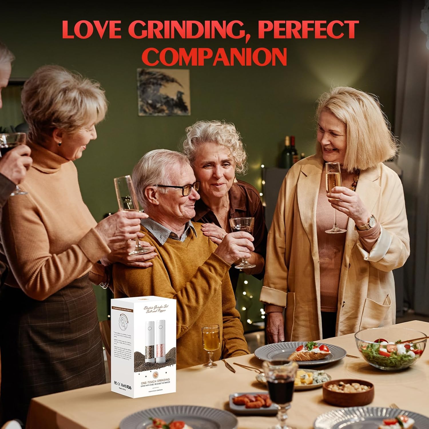 Electric Salt and Pepper Grinder Set Automatic Battery Pepper Mill Shakers Adjustable Coarseness Upgraded Larger Capacity with Led Home and Kitchen Appliances for New House Warming Gifts